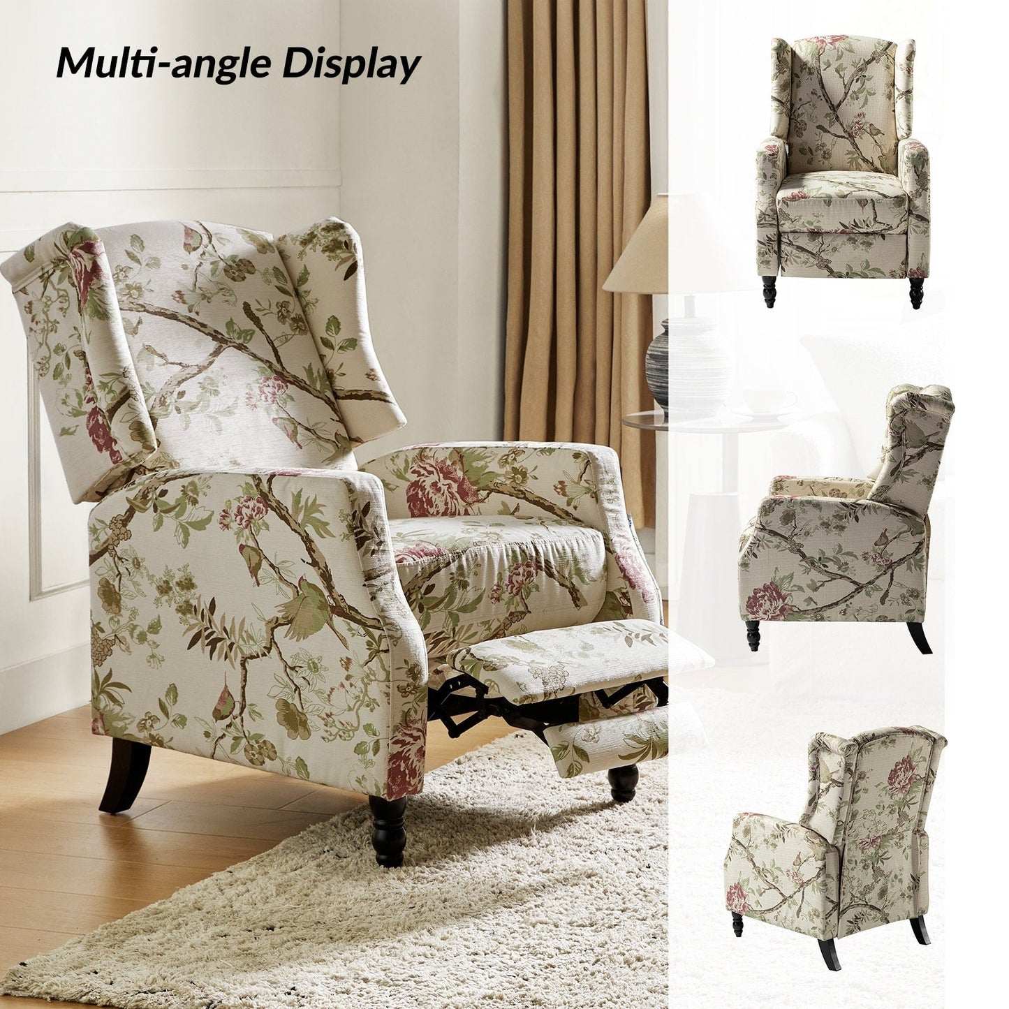 Poltrona reclinabile manuale Damaris Mid-Century Modern con schienale alto, set da 2 di HULALA HOME