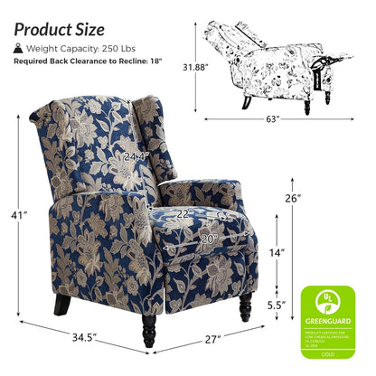 Poltrona reclinabile manuale Damaris Mid-Century Modern con schienale alto, set da 2 di HULALA HOME