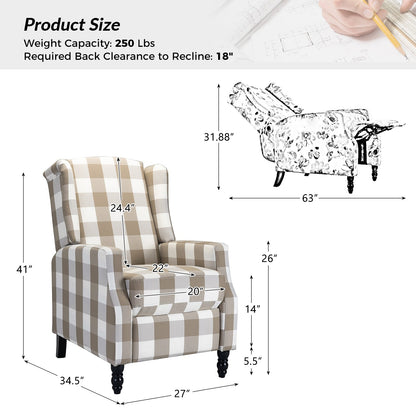 Poltrona reclinabile manuale Damaris Mid-Century Modern con schienale alto, set da 2 di HULALA HOME