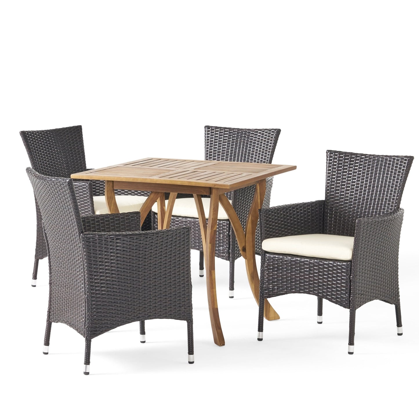 Christopher Knight Home Danby Outdoor Set da pranzo in legno di acacia e vimini da 5 pezzi