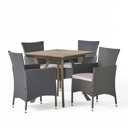 Christopher Knight Home Danby Outdoor Set da pranzo in legno di acacia e vimini da 5 pezzi