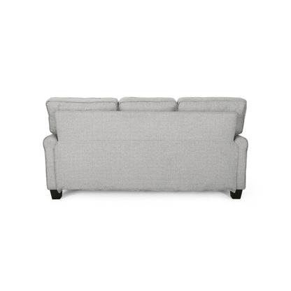 Divano a 3 posti Danny, tessuto grigio chiaro moderno e sedute in peluche, 76 pollici