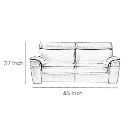 Divano Danny, pelle italiana grigio chiaro, cuscini in schiuma, gambe in legno, 85 pollici