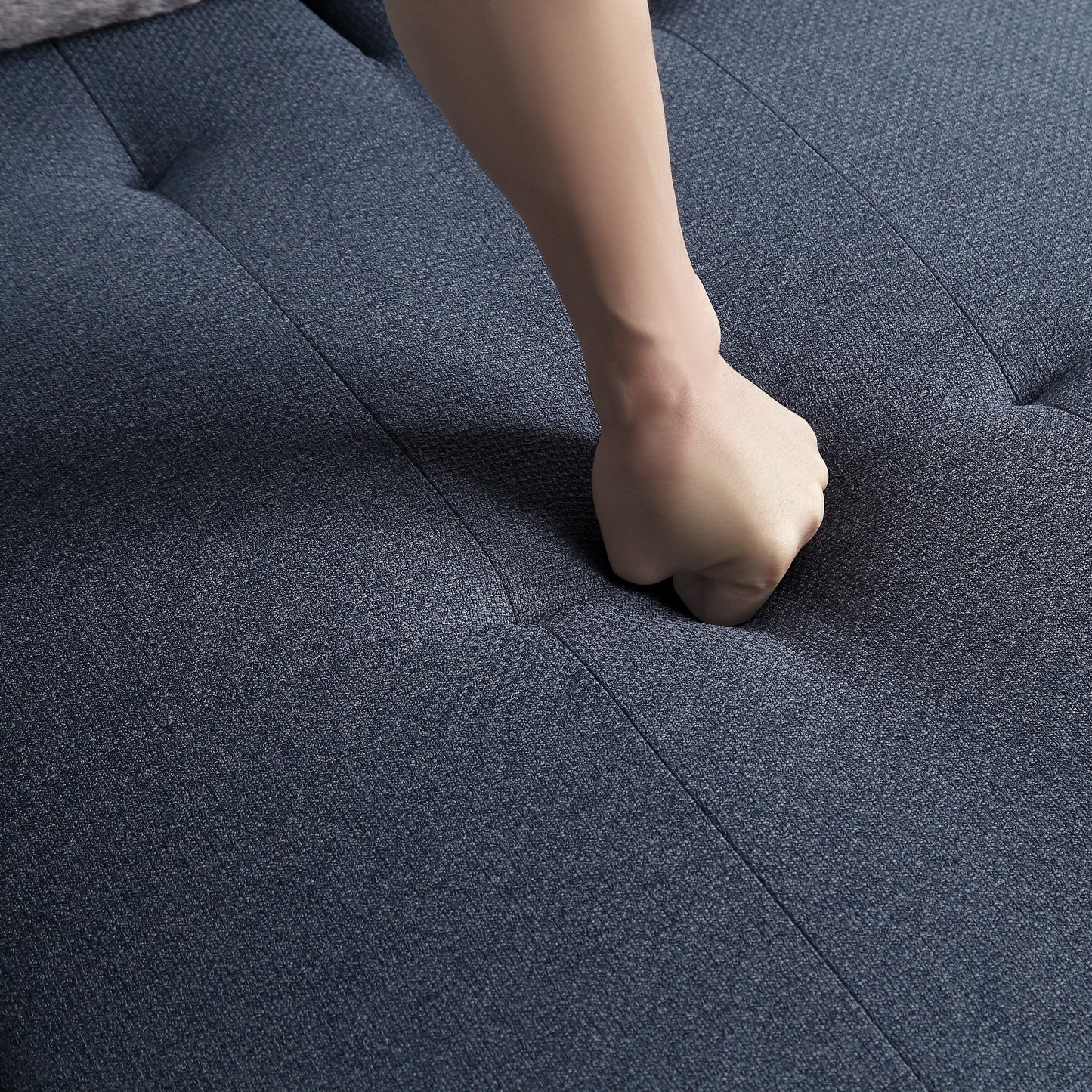 Divano letto con altoparlante Bluetooth in tessuto impermeabile 3 in 1, moderno blu scuro, 70,86 cm, con 2 porte USB e supporto per telefono