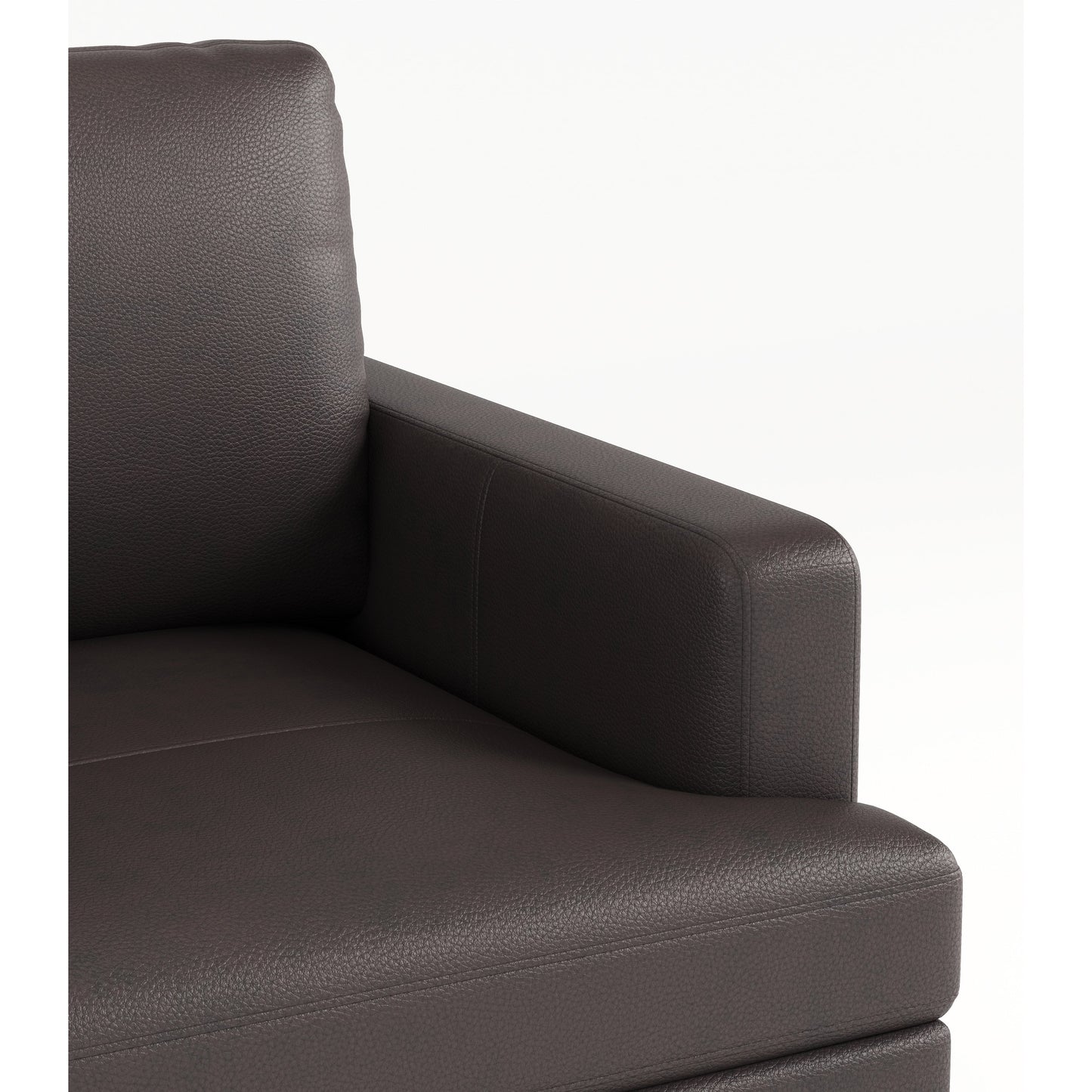 Divano a 3 posti in vera pelle marrone scuro con caricabatterie USB