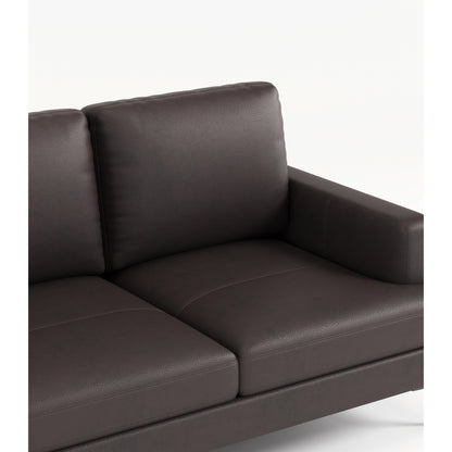 Divano a 3 posti in vera pelle marrone scuro di lusso 77 con caricabatterie USB per soggiorno