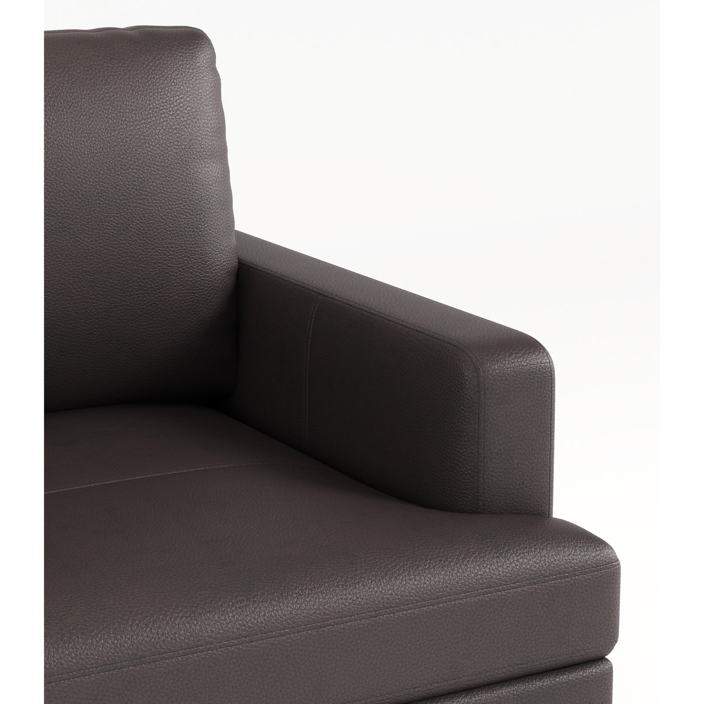 Divano a 3 posti in vera pelle marrone scuro di lusso 77 con caricabatterie USB per soggiorno