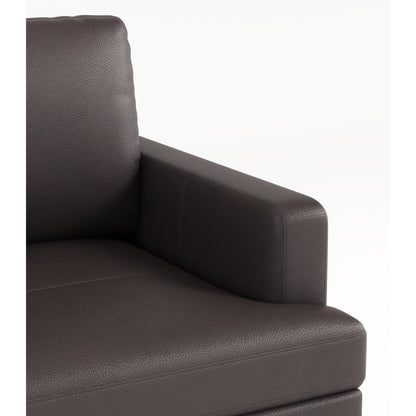 Divano a 3 posti in vera pelle marrone scuro di lusso 77 con caricabatterie USB per soggiorno