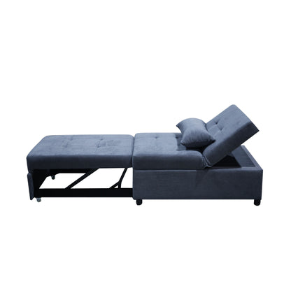 Divano letto singolo trapuntato con bottoni in similpelle grigio scuro 70,9 con cuscino per soggiorno