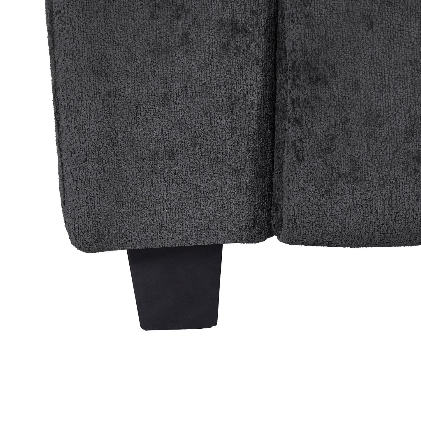 Divano a 3 posti imbottito in ciniglia grigio scuro con gambe in plastica