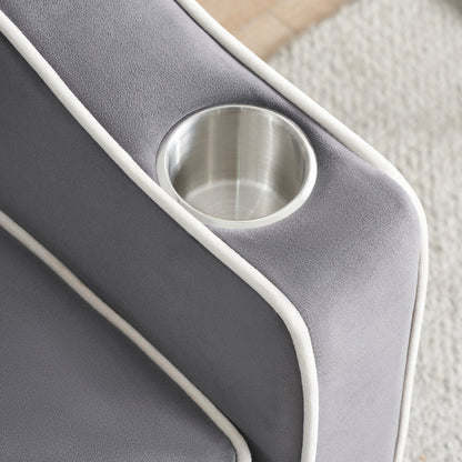 Divano letto singolo convertibile grigio scuro con porta di ricarica USB