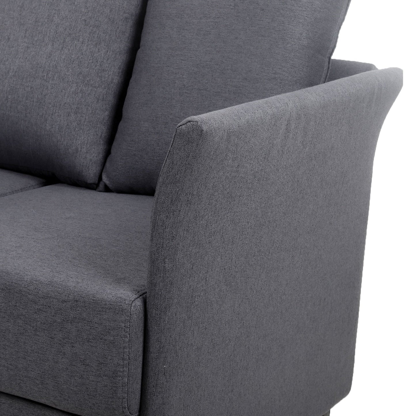 Divano staccabile a 3 posti in lino grigio scuro con struttura in metallo