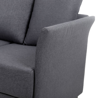 Divano staccabile a 3 posti in lino grigio scuro con struttura in metallo