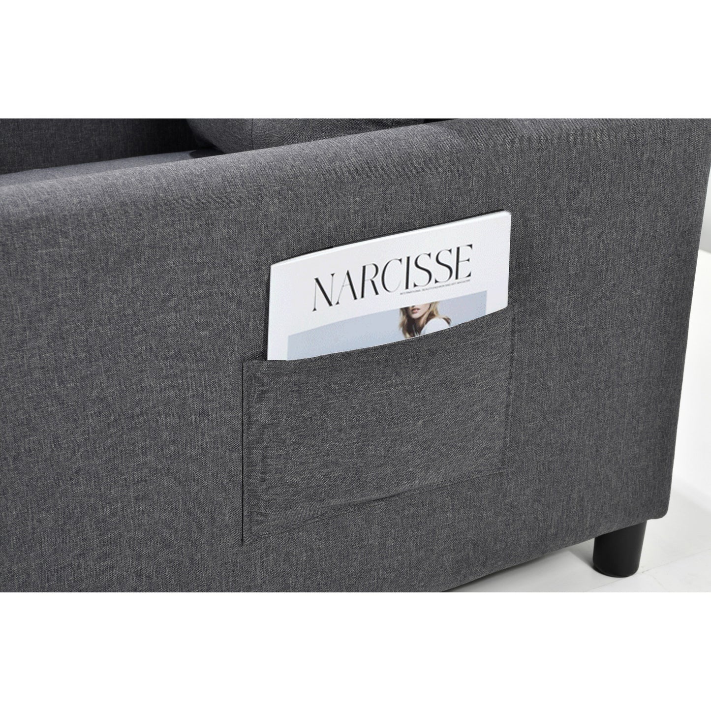 Divano letto singolo convertibile 3 in 1 moderno grigio scuro da 27,5 pollici con schienale regolabile e cuscino per soggiorno