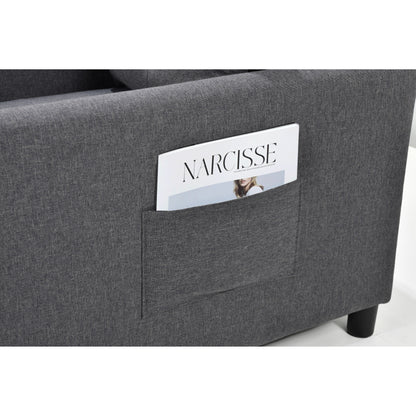 Divano letto singolo convertibile 3 in 1 moderno grigio scuro da 27,5 pollici con schienale regolabile e cuscino per soggiorno