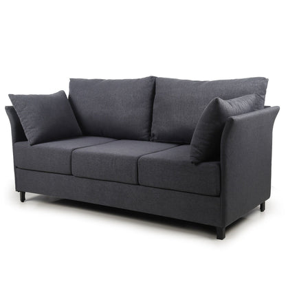 Divano staccabile a 3 posti in lino grigio scuro moderno 65,55 con struttura in metallo e cuscini per soggiorno