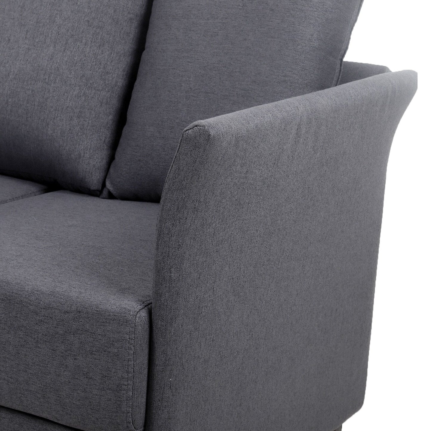 Divano staccabile a 3 posti in lino grigio scuro moderno 65,55 con struttura in metallo e cuscini per soggiorno