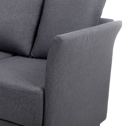 Divano staccabile a 3 posti in lino grigio scuro moderno 65,55 con struttura in metallo e cuscini per soggiorno