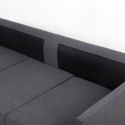 Divano staccabile a 3 posti in lino grigio scuro moderno 65,55 con struttura in metallo e cuscini per soggiorno