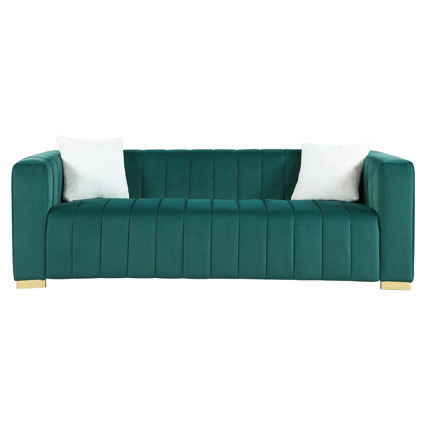 Divano Chesterfield 87.01 in velluto verde scuro con trapuntatura a canale, a 3 posti, con cuscini per soggiorno