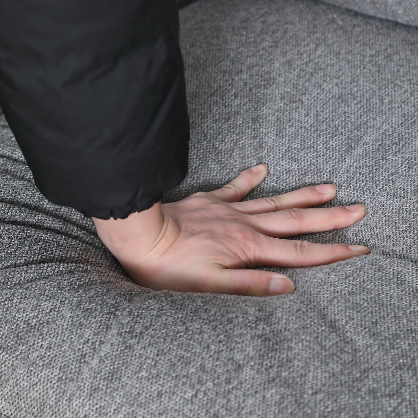 Divano a 3 posti in morbida ciniglia grigio scuro con struttura in legno massello - 34,40 x 84,60 x 33,85