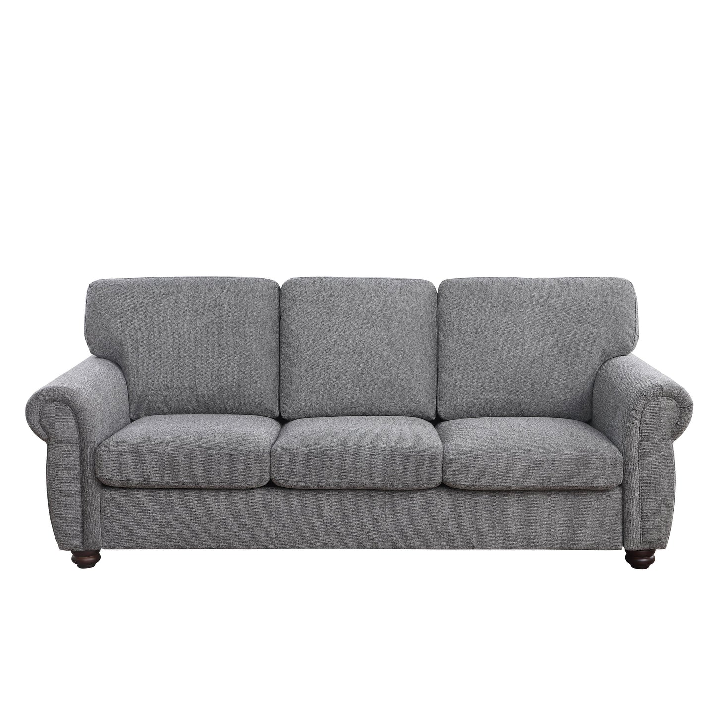 Divano a 3 posti in morbida ciniglia grigio scuro con struttura in legno massello - 34,40 x 84,60 x 33,85