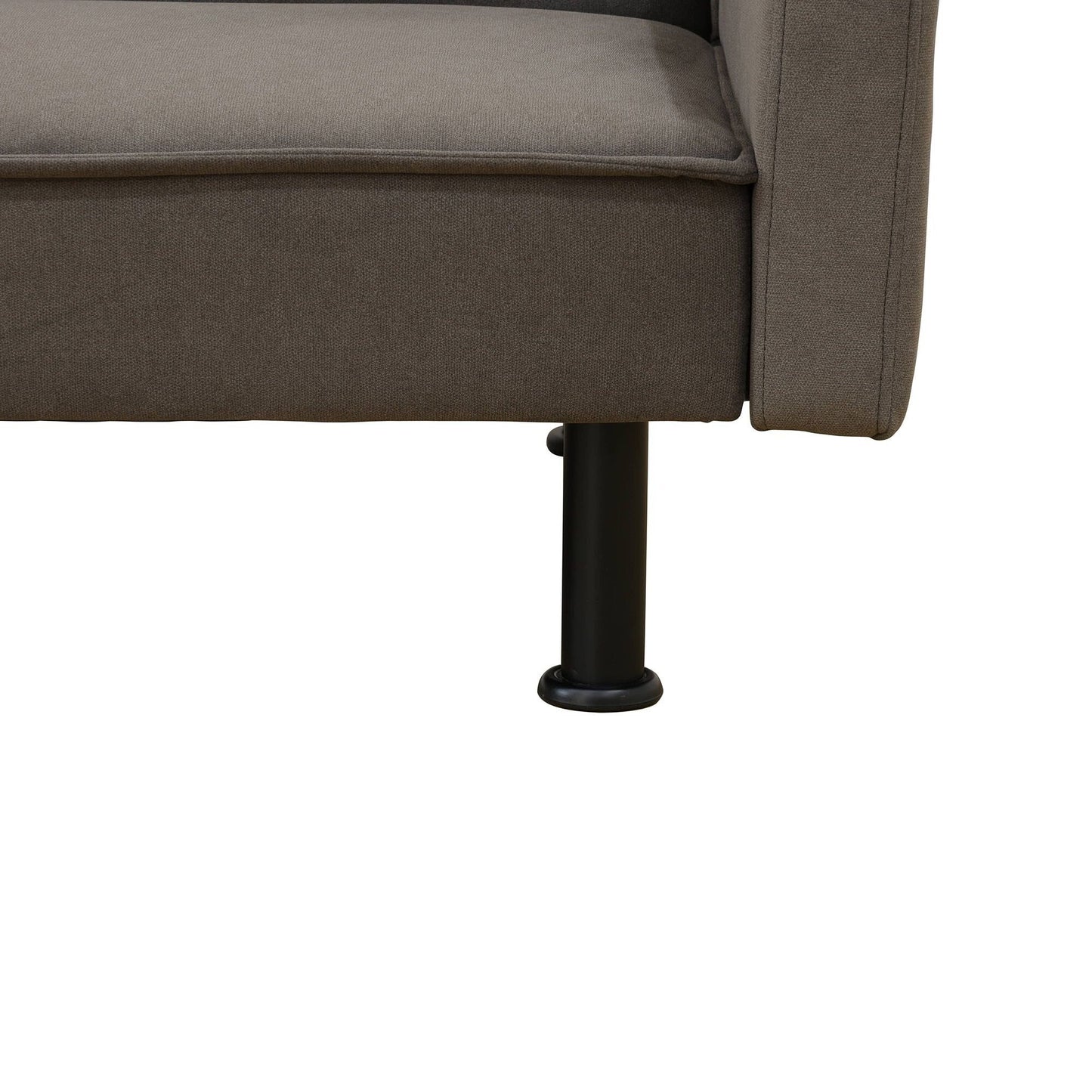 Divano monoblocco per soggiorno in tessuto soffice e traspirante grigio scuro