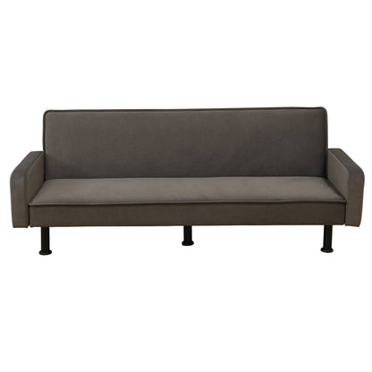 Divano monoblocco per soggiorno in tessuto soffice e traspirante grigio scuro