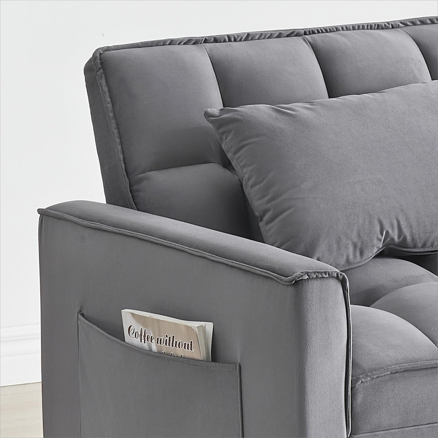 Divano letto singolo convertibile 3 in 1 grigio scuro moderno 70,86 con schienale regolabile e ruote mobili per soggiorno