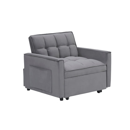Divano letto singolo convertibile 3 in 1 grigio scuro moderno 70,86 con schienale regolabile e ruote mobili per soggiorno