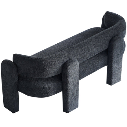 Divano singolo Boucle moderno grigio scuro 75.59 con schiuma di alta qualità e struttura in legno massello per soggiorno