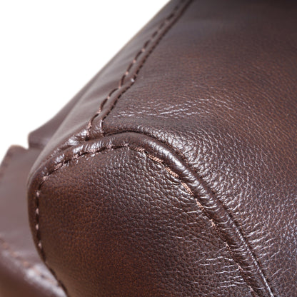 Poltrona reclinabile manuale con poggiapiedi estensibile in vera pelle Davin Top-Flow