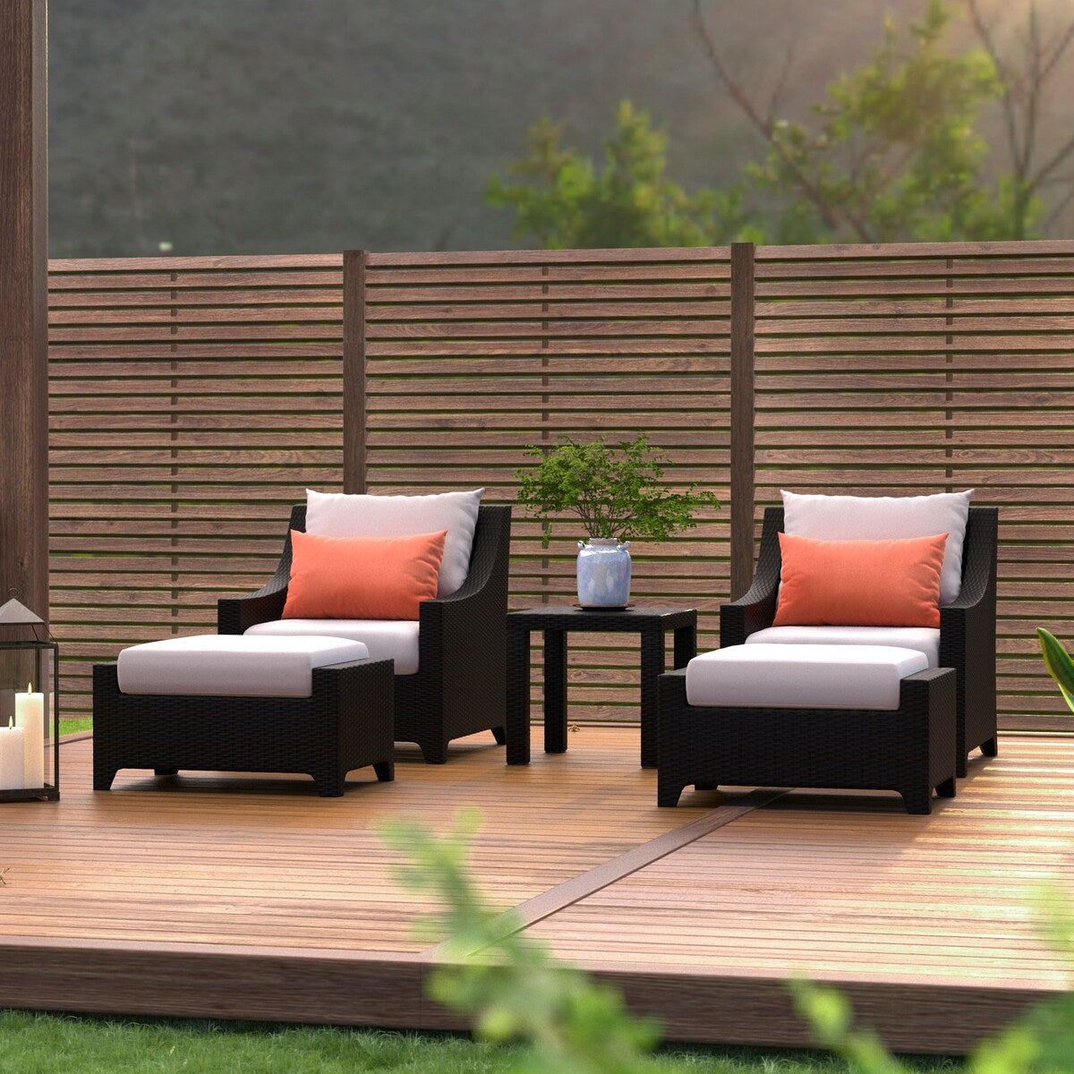 Set di 5 sedie da esterno e pouf da patio Deco Sunbrella