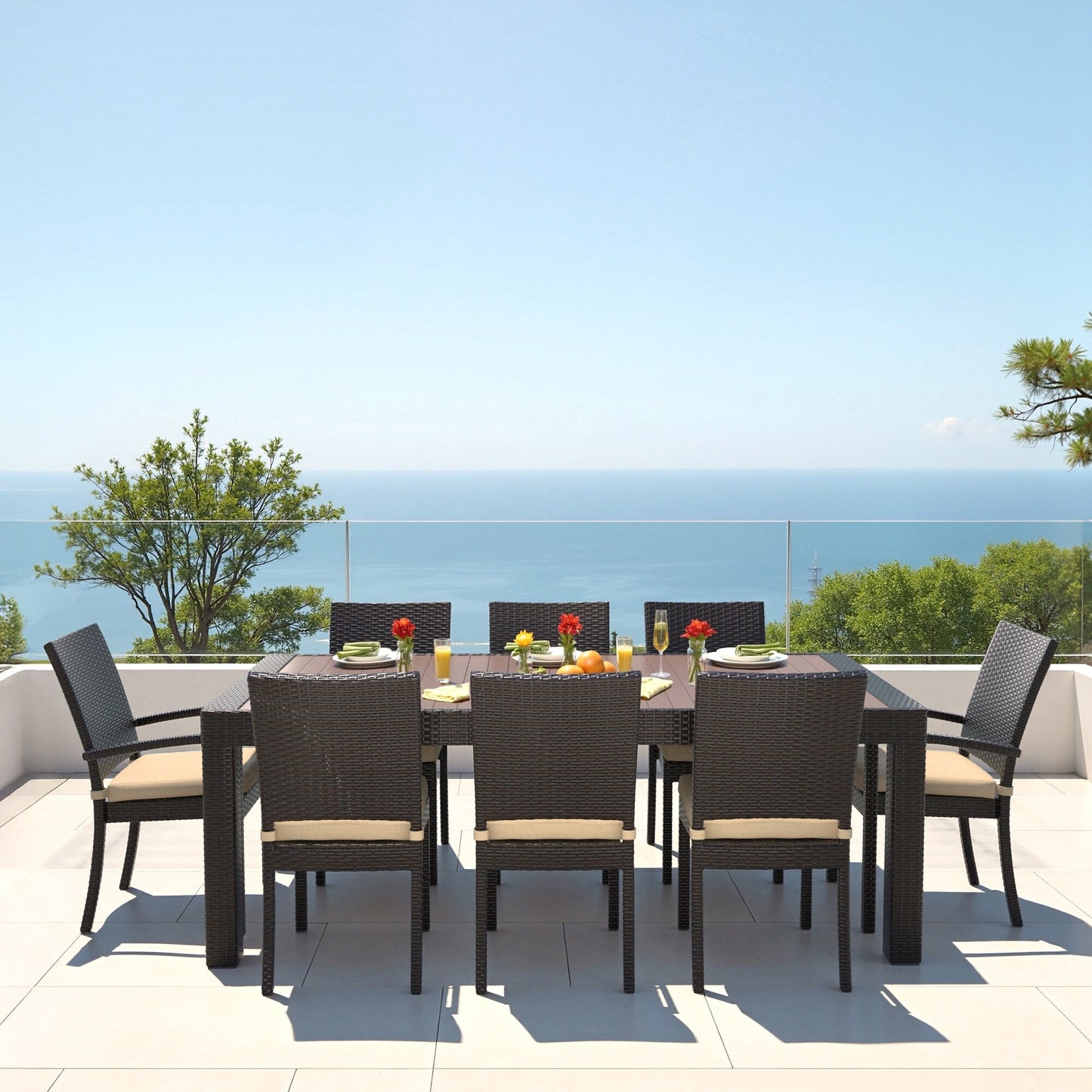 Set da pranzo per esterni in alluminio Deco da 9 pezzi