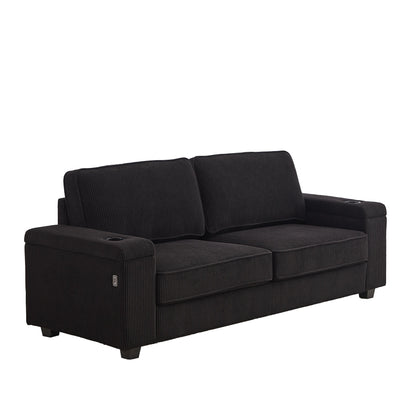 Divano Deep Seat 86.5 con contenitore, ricarica USB e portabicchieri - Comodo divano in velluto a coste