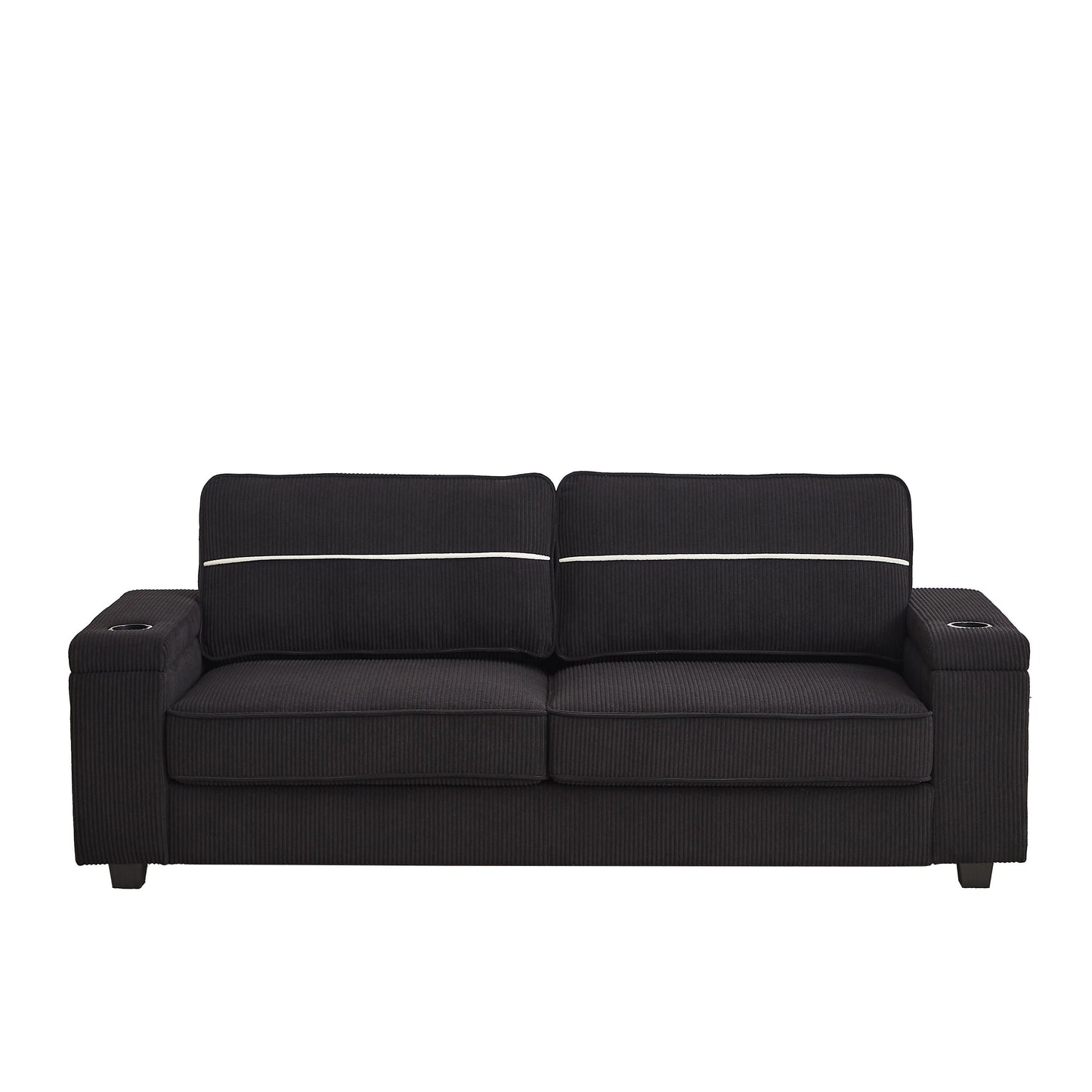 Divano Deep Seat 86.5 con contenitore, ricarica USB e portabicchieri - Comodo divano in velluto a coste