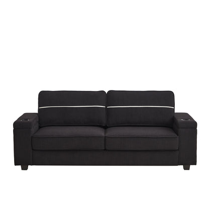 Divano Deep Seat 86.5 con contenitore, ricarica USB e portabicchieri - Comodo divano in velluto a coste