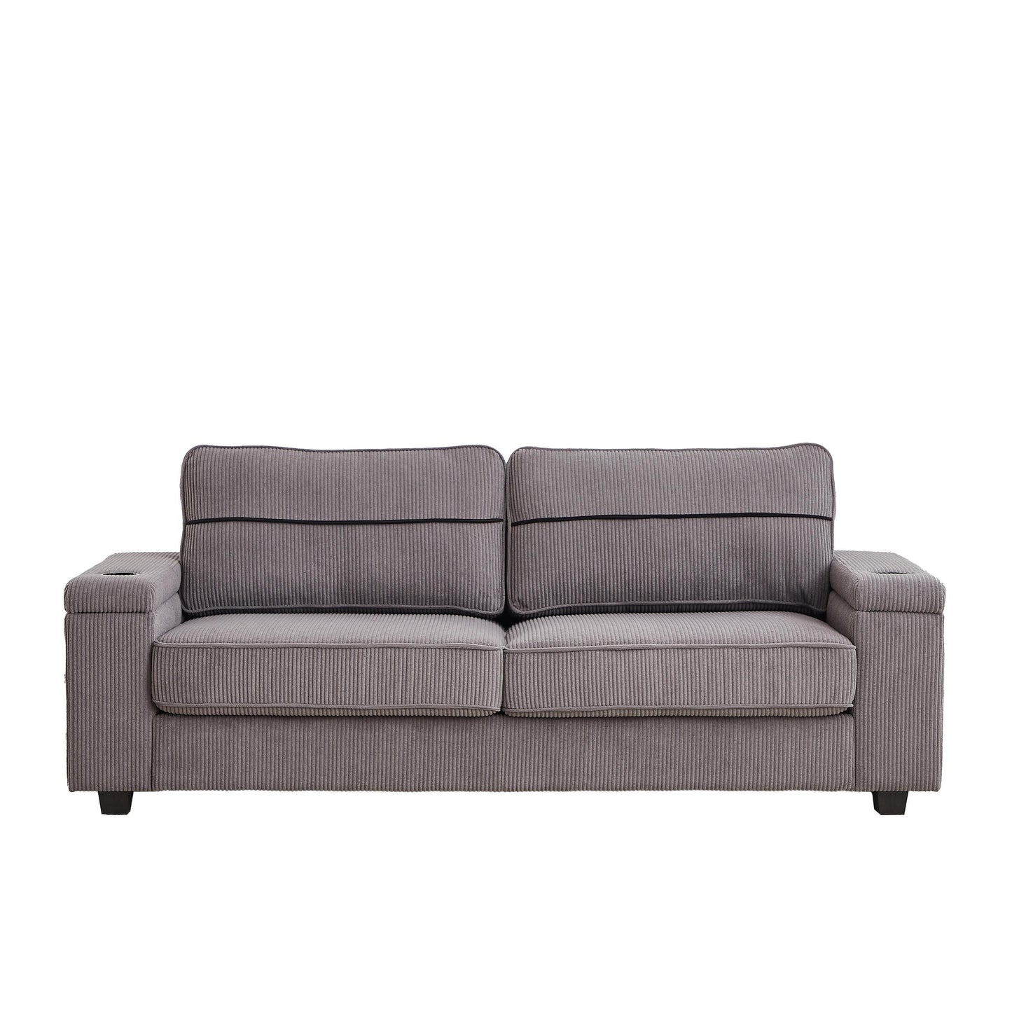 Divano Deep Seat 86.5 con contenitore, ricarica USB e portabicchieri - Comodo divano in velluto a coste