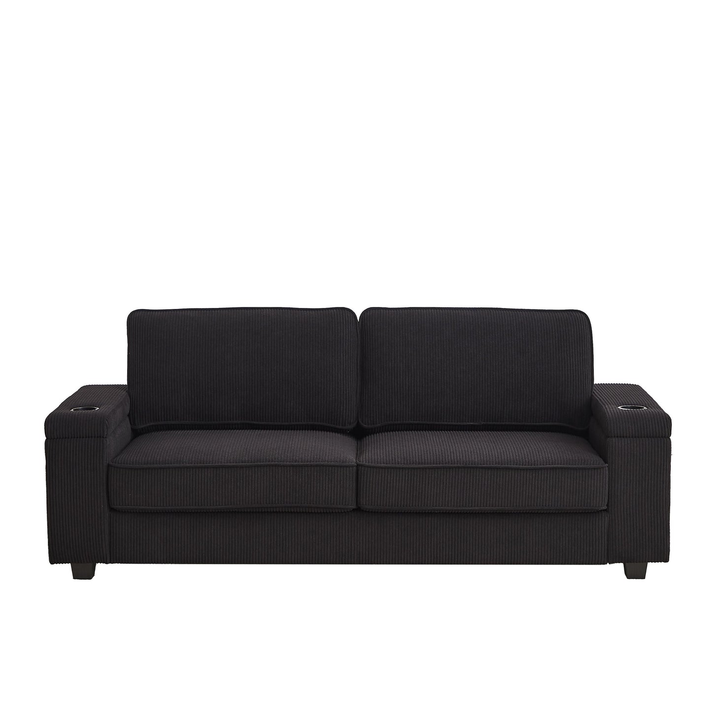 Divano Deep Seat 86.5 con contenitore, ricarica USB e portabicchieri - Comodo divano in velluto a coste