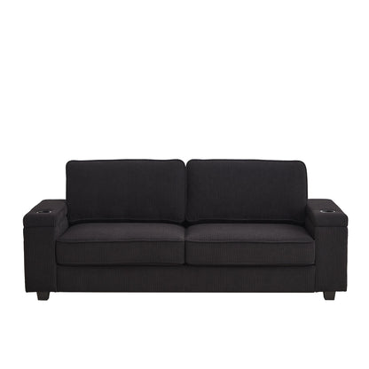 Divano Deep Seat 86.5 con contenitore, ricarica USB e portabicchieri - Comodo divano in velluto a coste