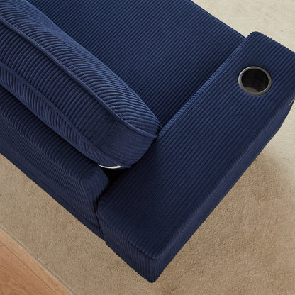 Divano Deep Seat 86.5 con contenitore, ricarica USB e portabicchieri - Comodo divano in velluto a coste