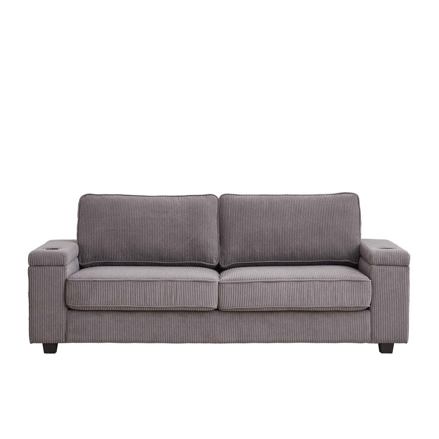 Divano Deep Seat 86.5 con contenitore, ricarica USB e portabicchieri - Comodo divano in velluto a coste