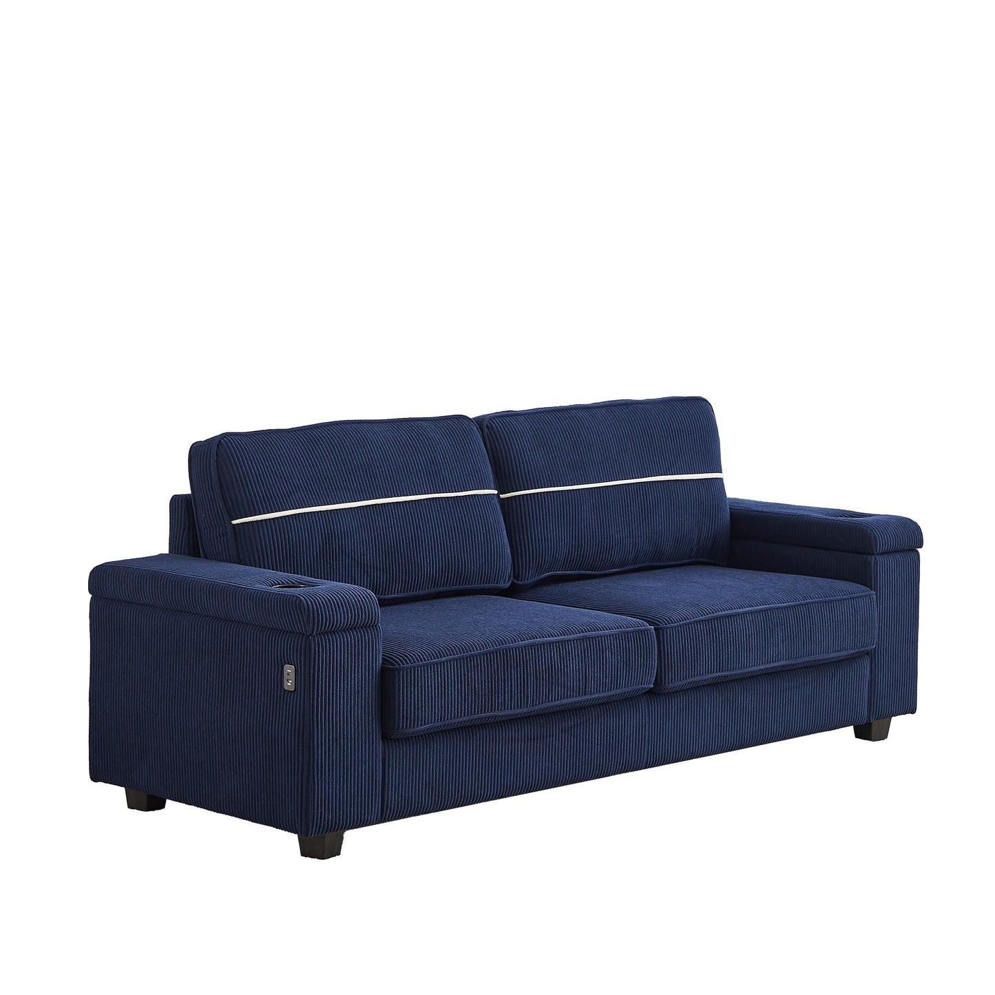 Divano Deep Seat 86.5 con contenitore, ricarica USB e portabicchieri - Comodo divano in velluto a coste