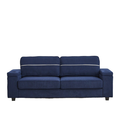 Divano Deep Seat 86.5 con contenitore, ricarica USB e portabicchieri - Comodo divano in velluto a coste