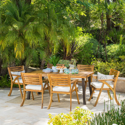 Della - Hermosa?Set da pranzo da 7 pezzi in legno di acacia di Christopher Knight Home