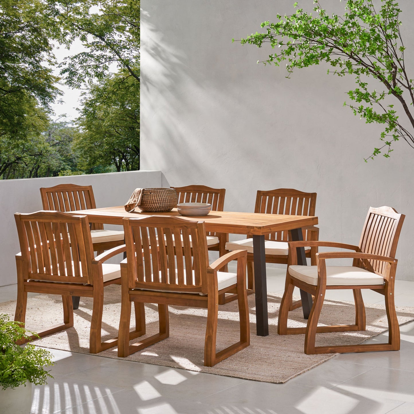 Set da pranzo in legno da 7 pezzi Della Outdoor di Christopher Knight Home
