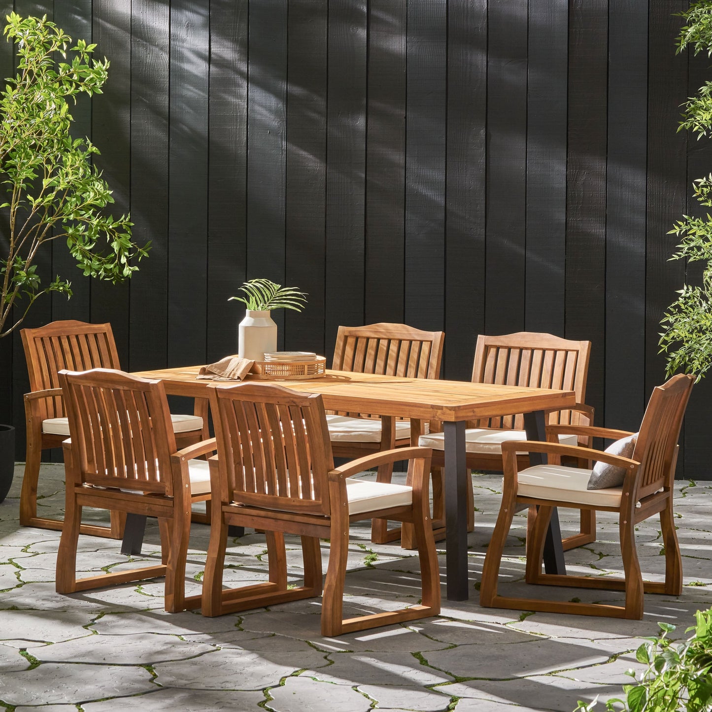 Set da pranzo in legno da 7 pezzi Della Outdoor di Christopher Knight Home