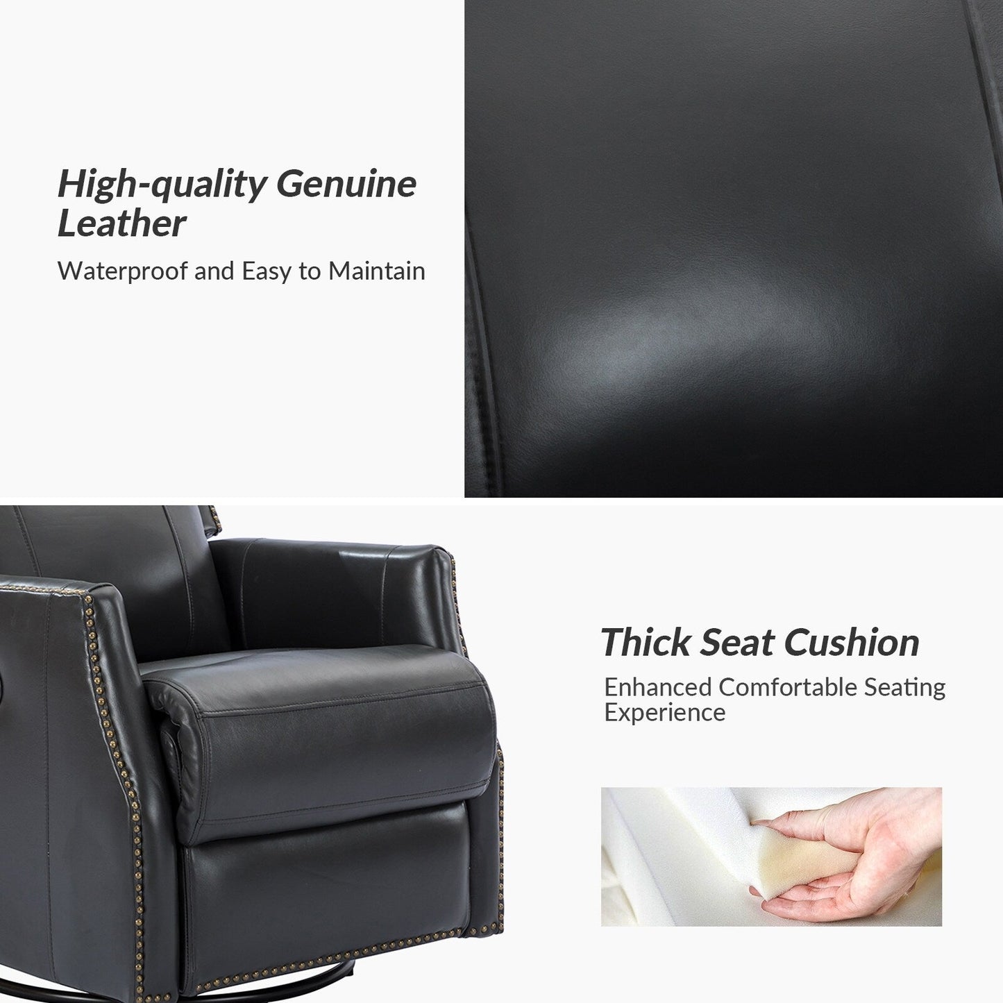 Set di 2 sedie girevoli per bambini Demeter in vera pelle moderna con finiture in borchie di HULALA HOME