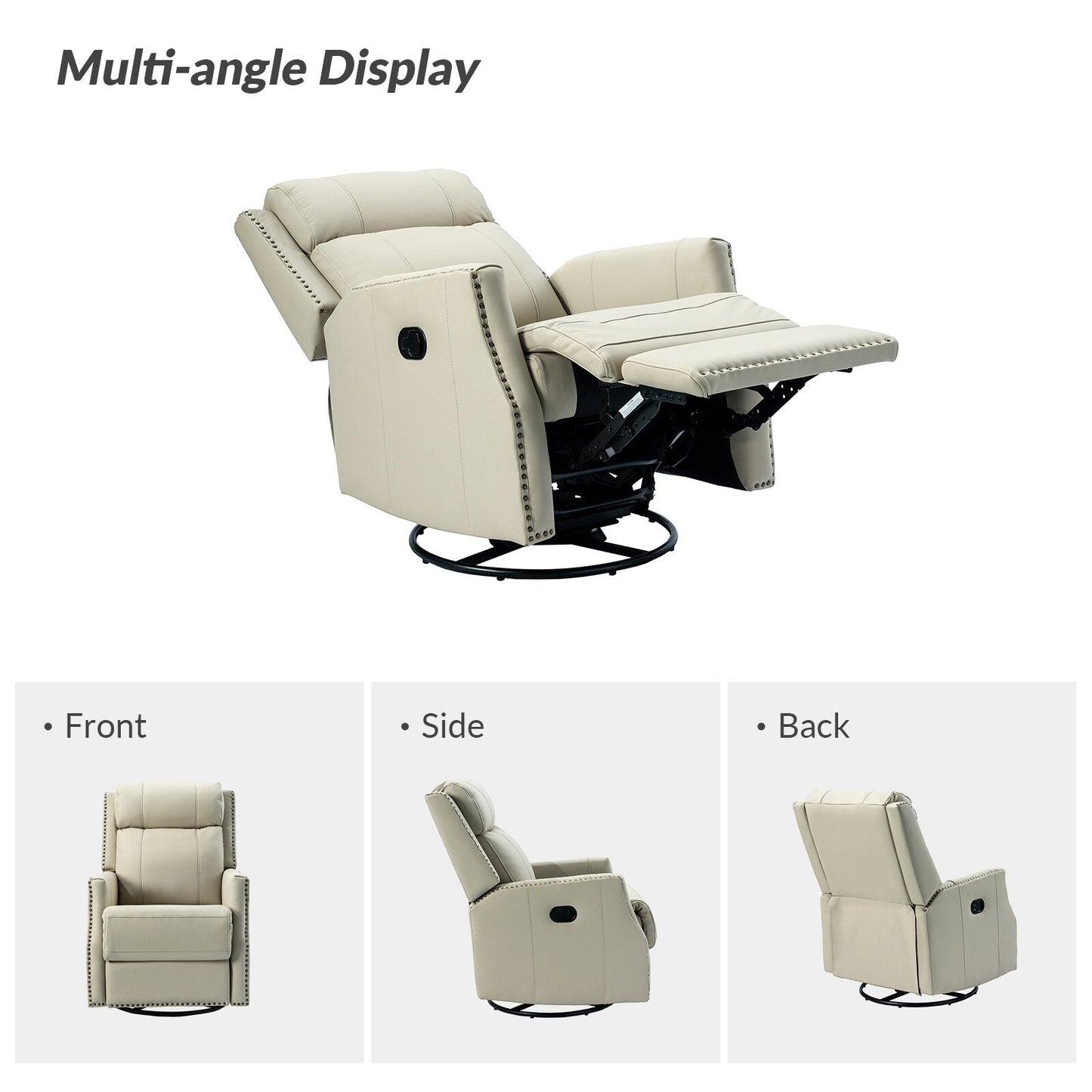 Set di 2 sedie girevoli per bambini Demeter in vera pelle moderna con finiture in borchie di HULALA HOME