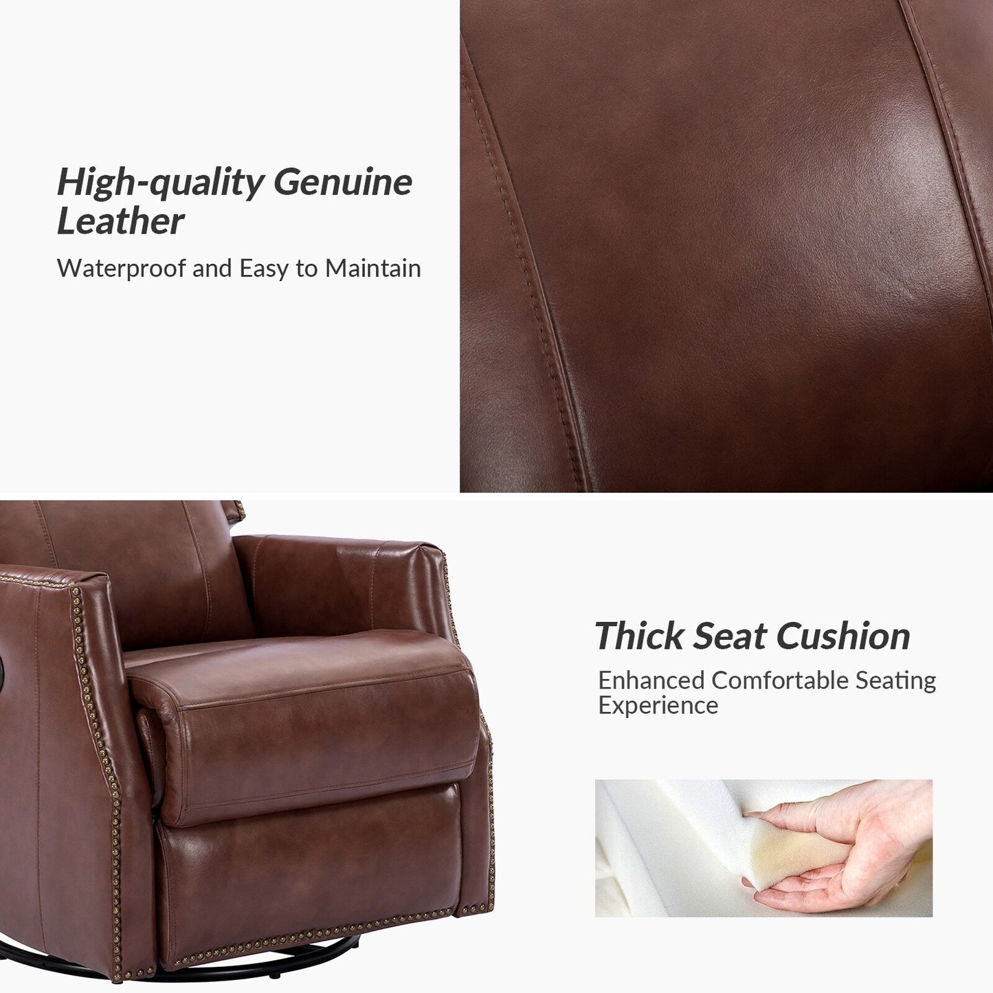 Set di 2 sedie girevoli per bambini Demeter in vera pelle moderna con finiture in borchie di HULALA HOME